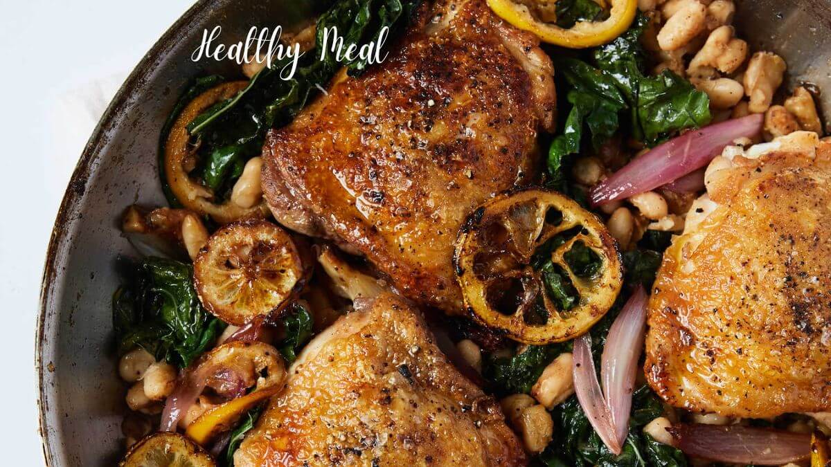 Skillet Lemon Chicken And Potato With Kale - Healthy Meal!