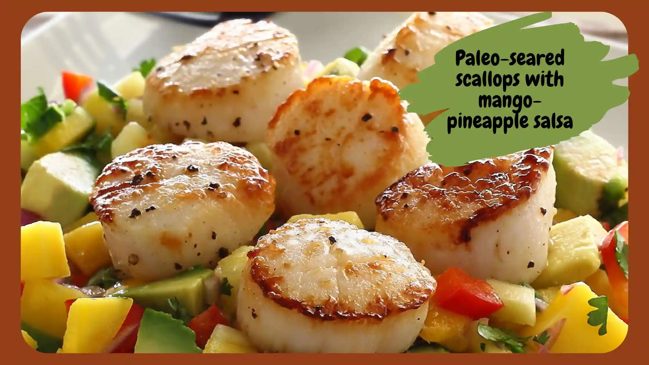 Paleo-seared scallops with mango-pineapple salsa